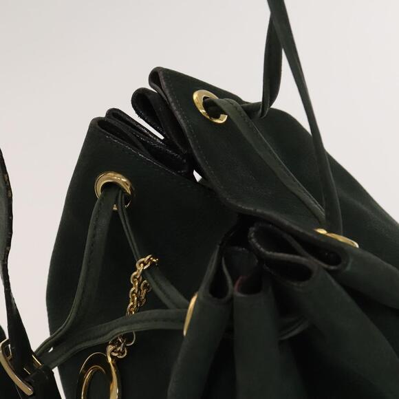 CELINE Shoulder Bag Leather Green Gold - Picture 6 of 12